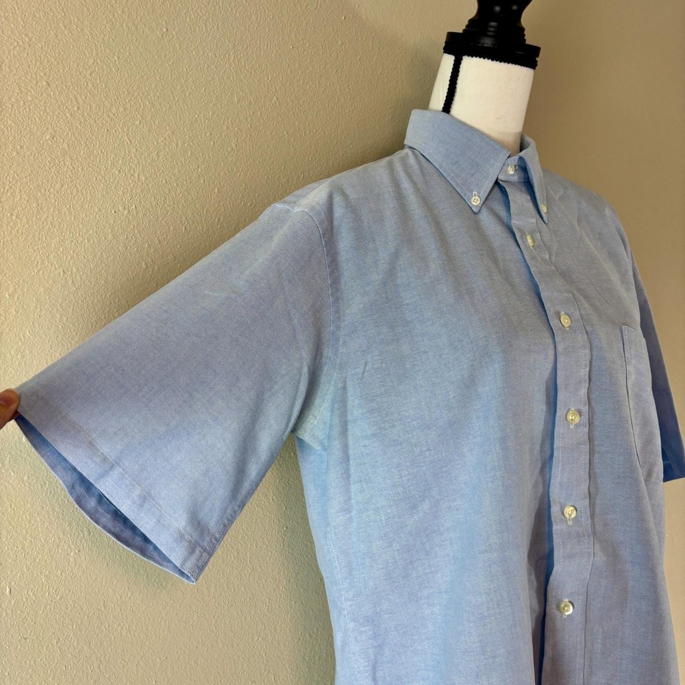 Windsor Shirt Co. Oxford Dress Shirt Short Sleeve Button‎ Down Light Blue 16 1/2 - Picture 6 of 10